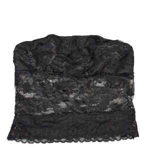 Womens Black Floral Lace Tube Top Strapless Bandeau Crop Top Small S 4
